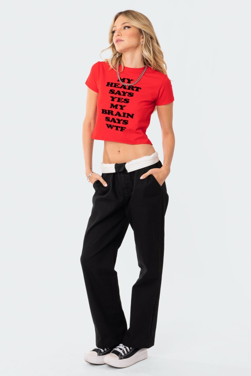 Edikted Folded Wide Leg Chino Pants Black | USA CB386618E4