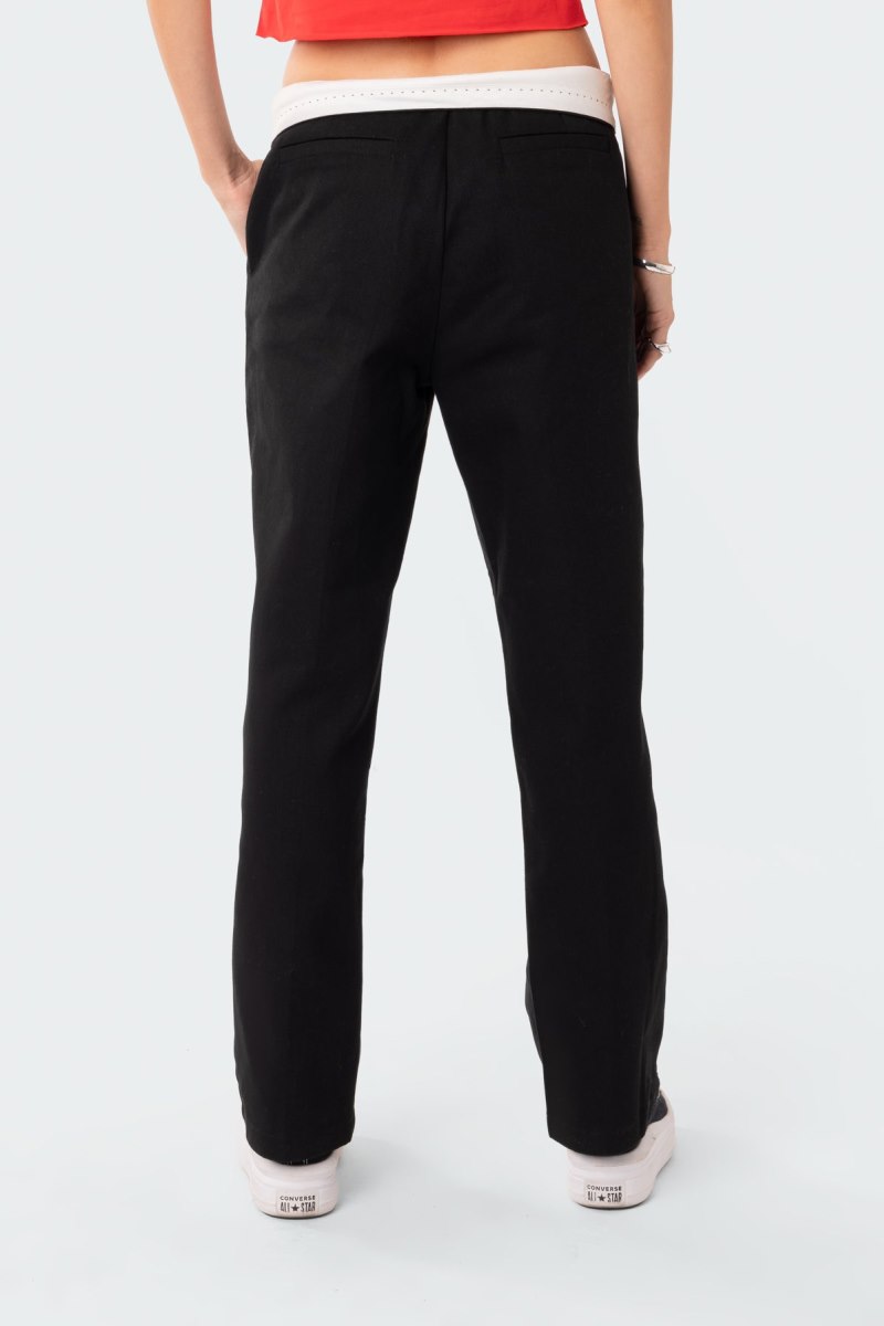 Edikted Folded Wide Leg Chino Pants Black | USA CB386618E4