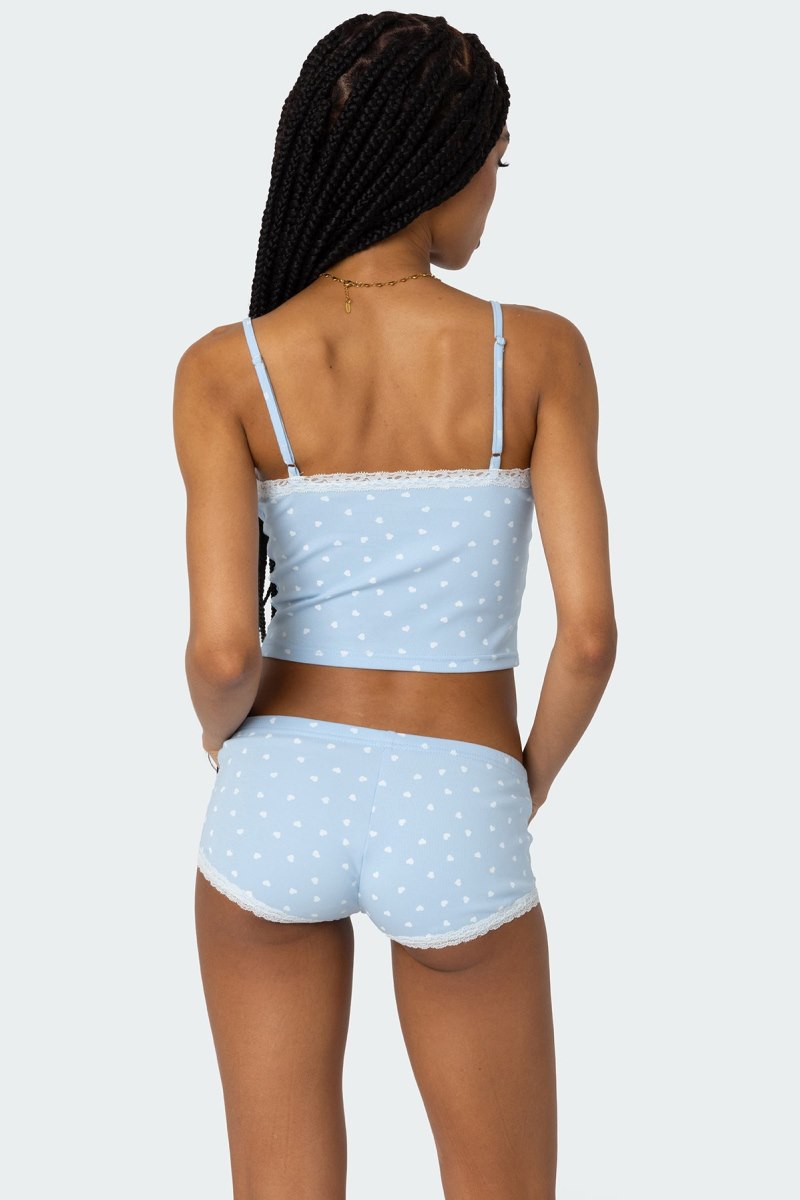 Edikted Follow Ur Heart Printed Tank Crop Tops Light Blue | USA HG555185K0