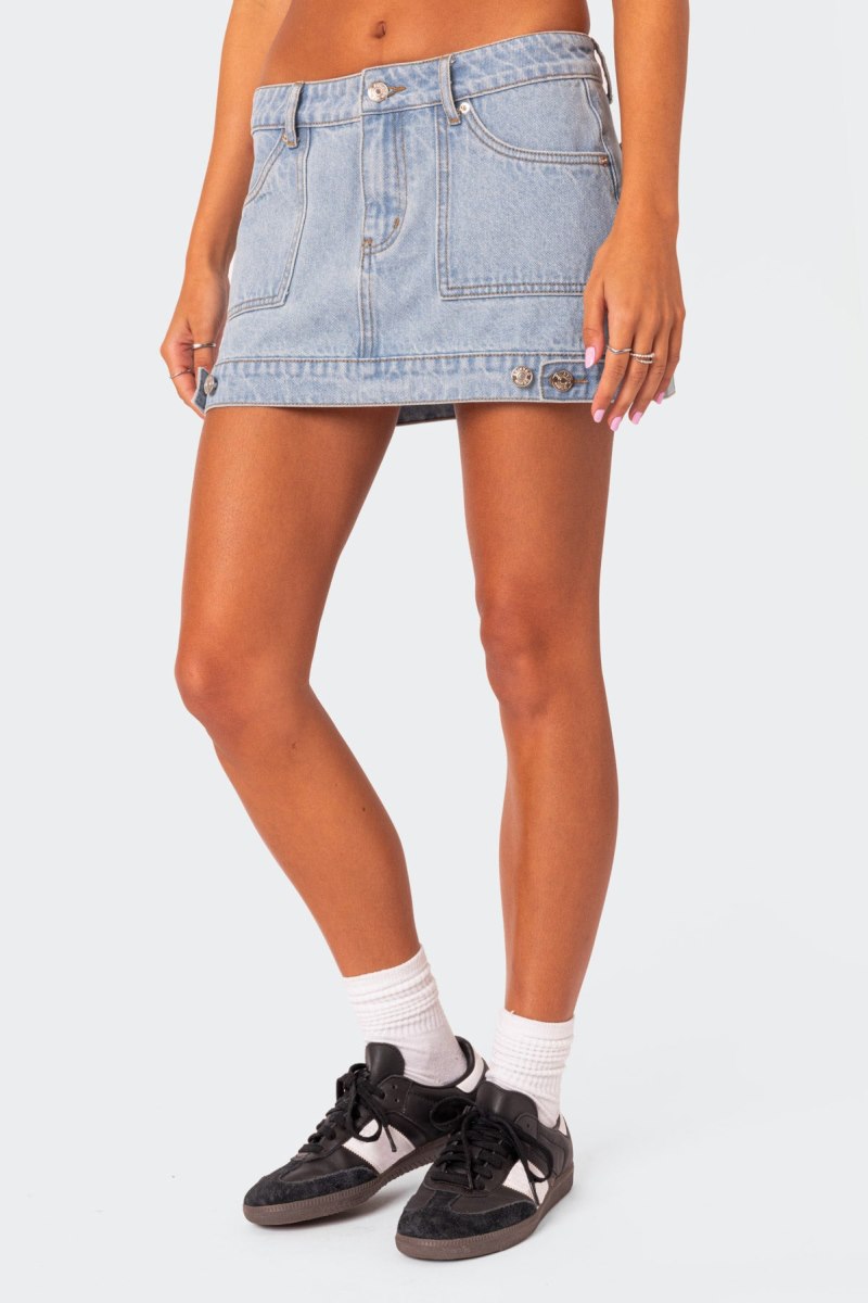 Edikted Foxx Denim Mini Skirts Light Blue | USA WS494829S9