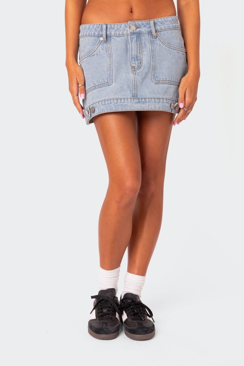 Edikted Foxx Denim Mini Skirts Light Blue | USA WS494829S9