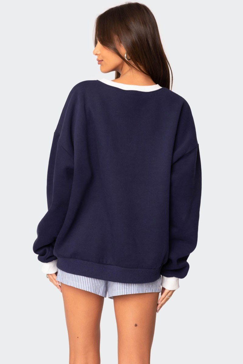Edikted France Oversized Sweatshirts Blue | USA XA064456S4