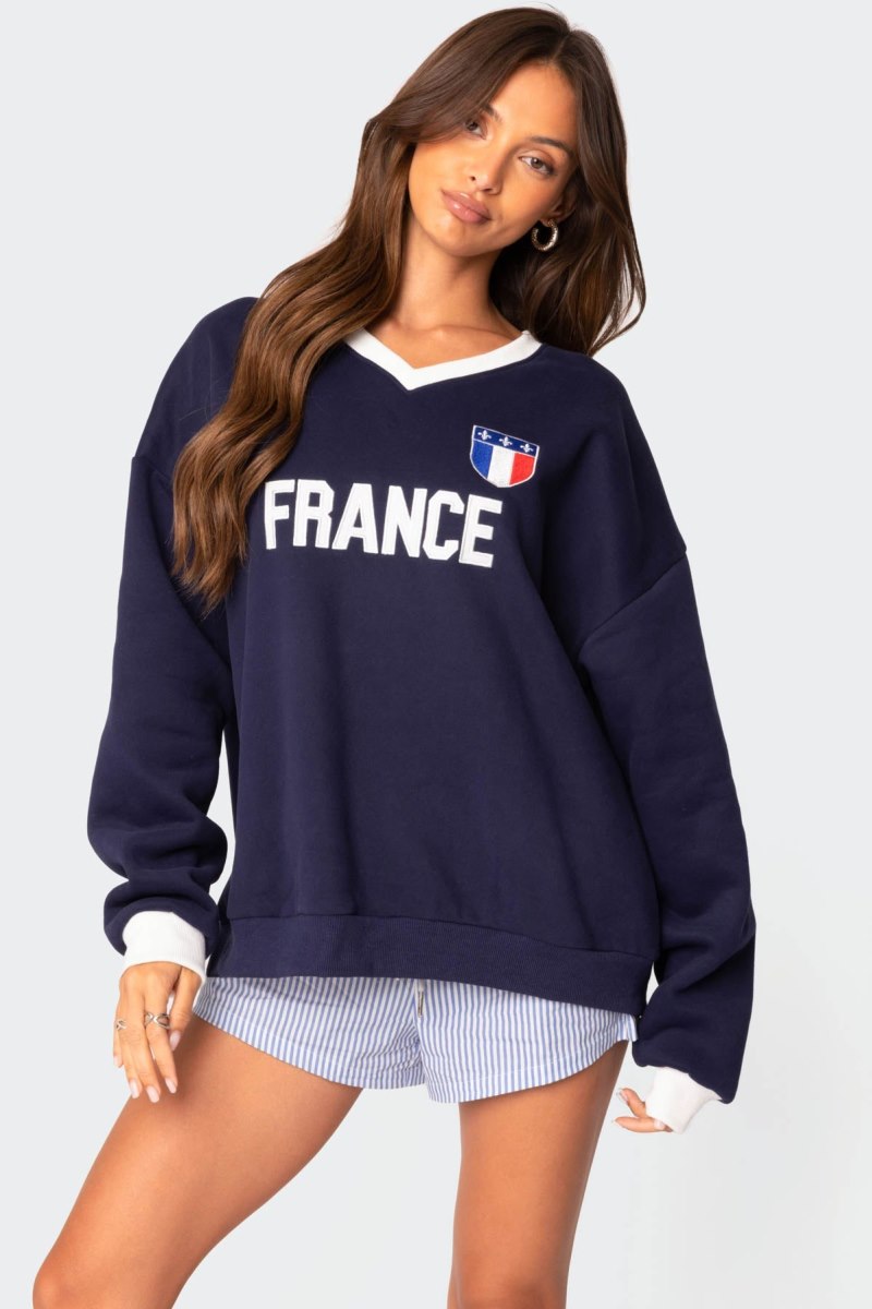 Edikted France Oversized Sweatshirts Blue | USA XA064456S4