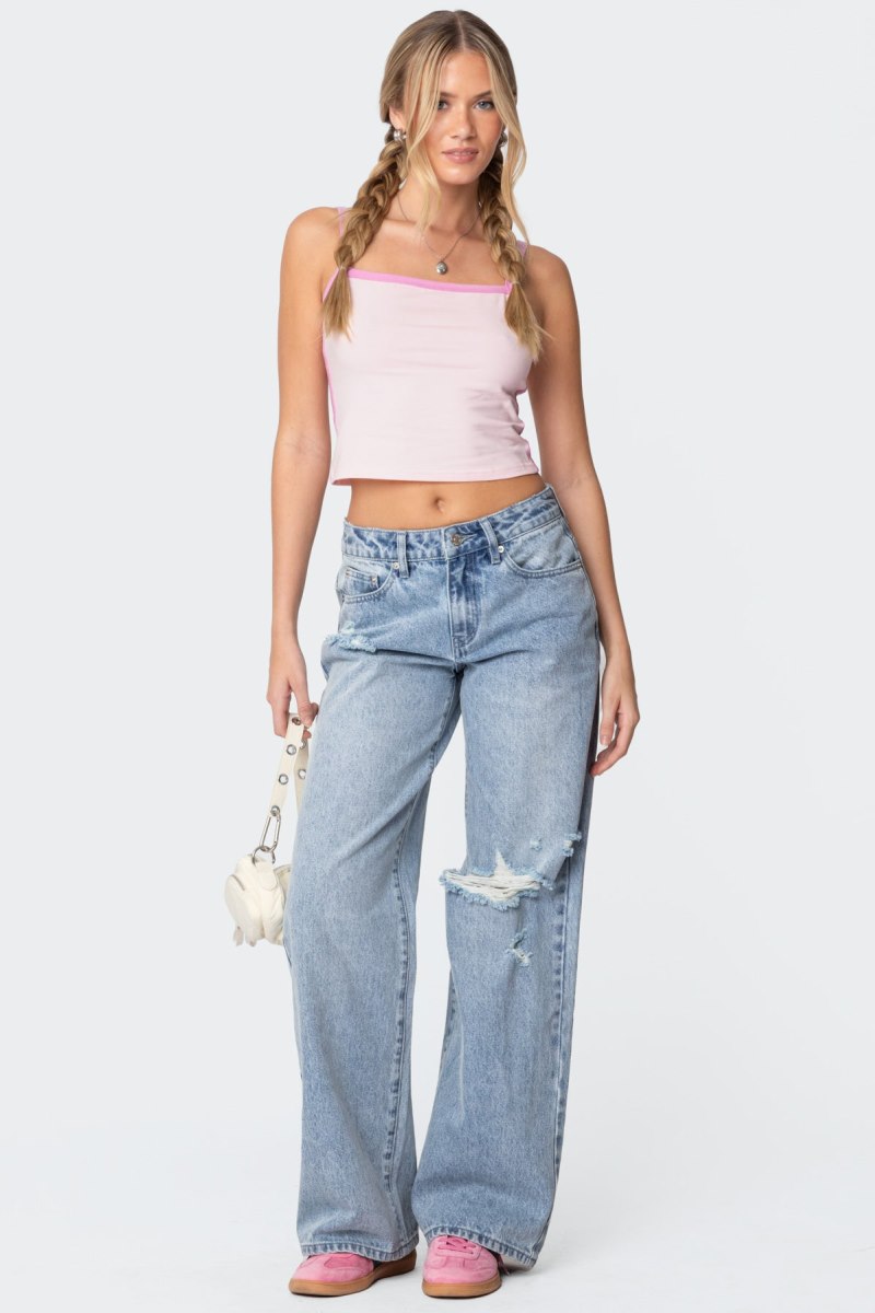 Edikted Francesca Contrast Tank Top Light Blue | USA DC079387Y9