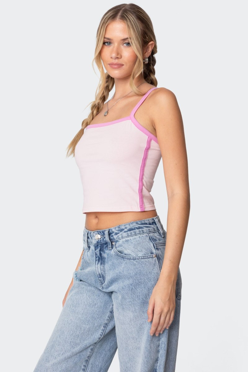 Edikted Francesca Contrast Tank Top Light Blue | USA DC079387Y9