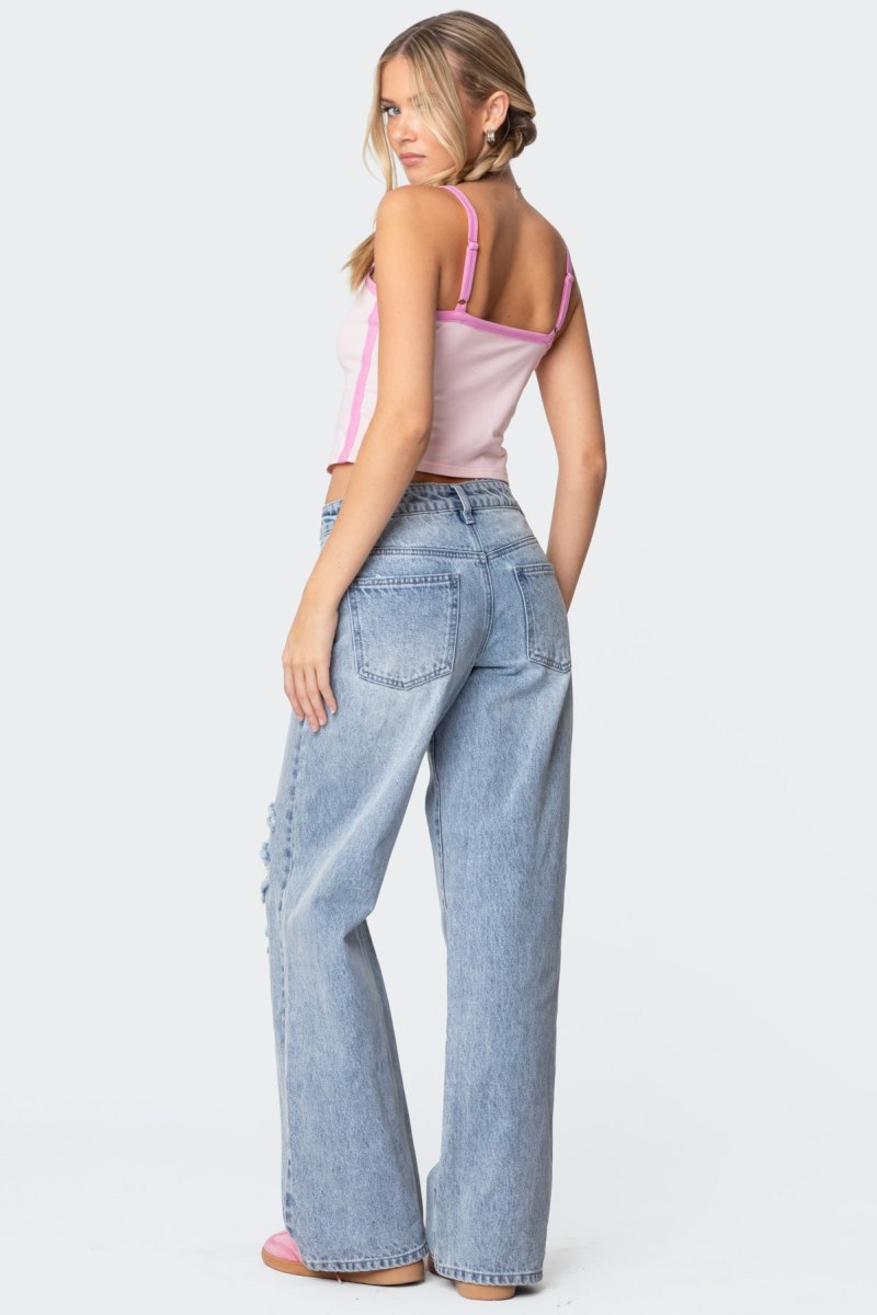 Edikted Francesca Contrast Tank Top Light Blue | USA DC079387Y9