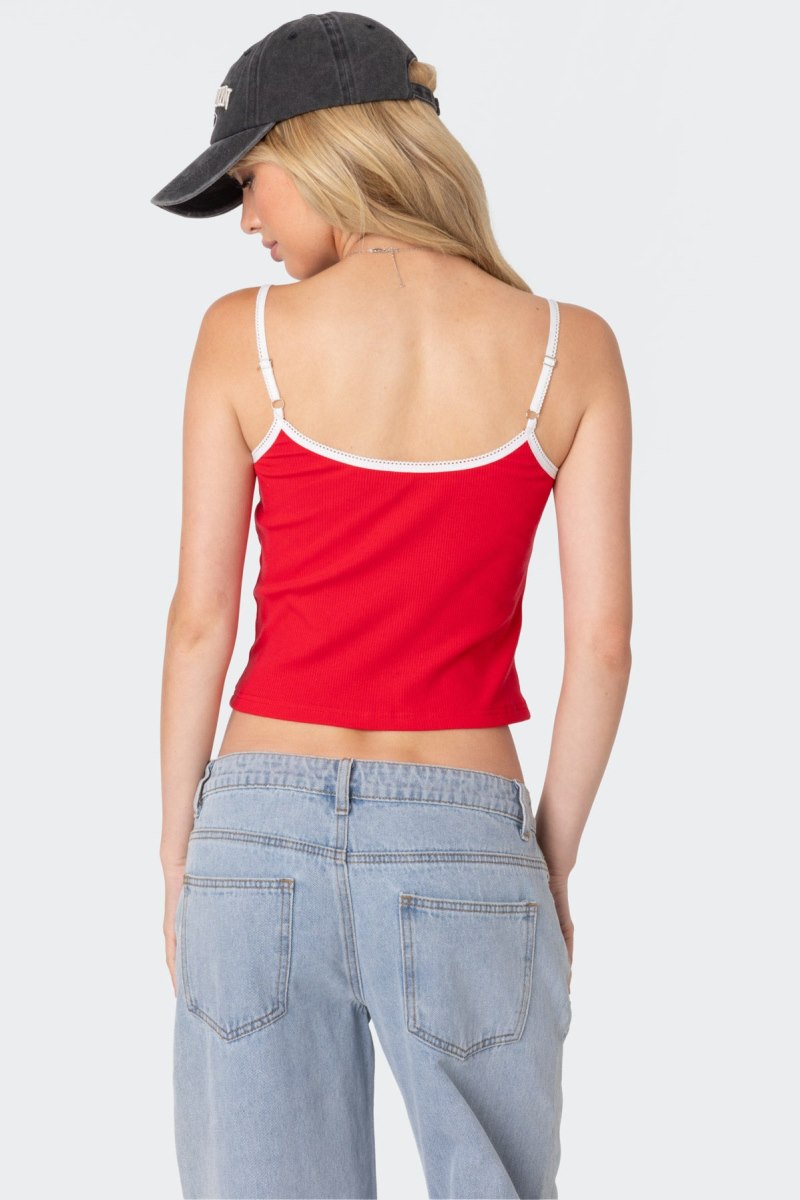 Edikted Franky Ribbed Contrast Tank Top Navy | USA BN965166B6