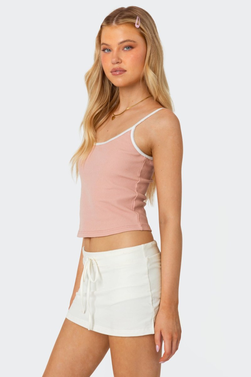 Edikted Franky Ribbed Contrast Tank Top Navy | USA XX750695S8