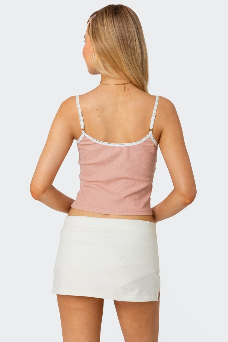 Edikted Franky Ribbed Contrast Tank Top Navy | USA XX750695S8