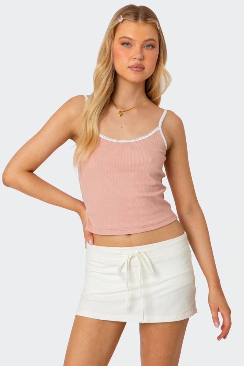 Edikted Franky Ribbed Contrast Tank Top Navy | USA XX750695S8