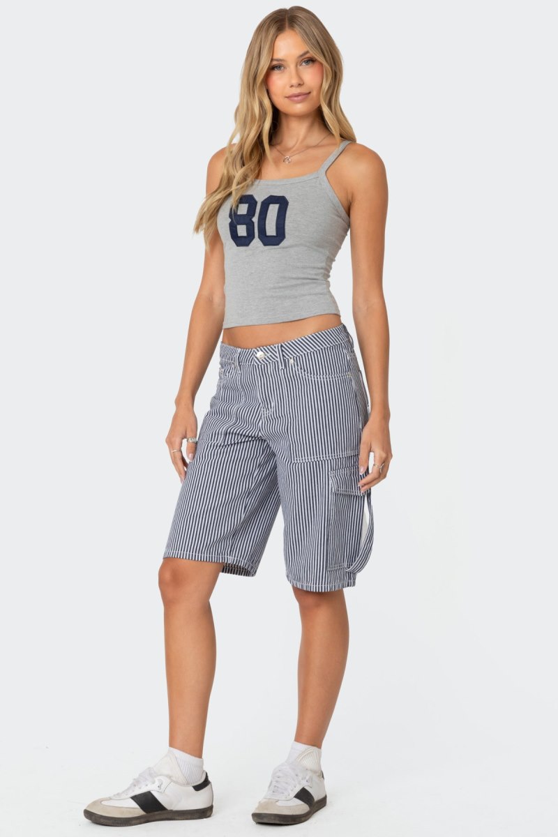 Edikted Friday Striped Low Rise Cargo Shorts Navy And White | USA ZH955775V1