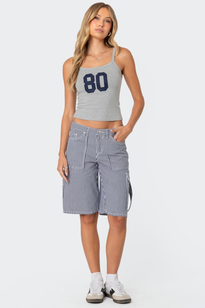 Edikted Friday Striped Low Rise Cargo Shorts Navy And White | USA ZH955775V1