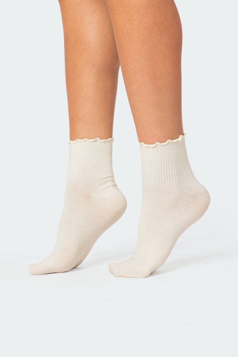 Edikted Frilled Hem Socks Black | USA BN479877X0