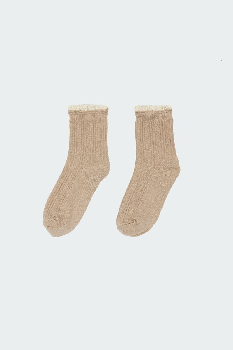 Edikted Frilled Pointelle Socks Brown | USA FI593139I4