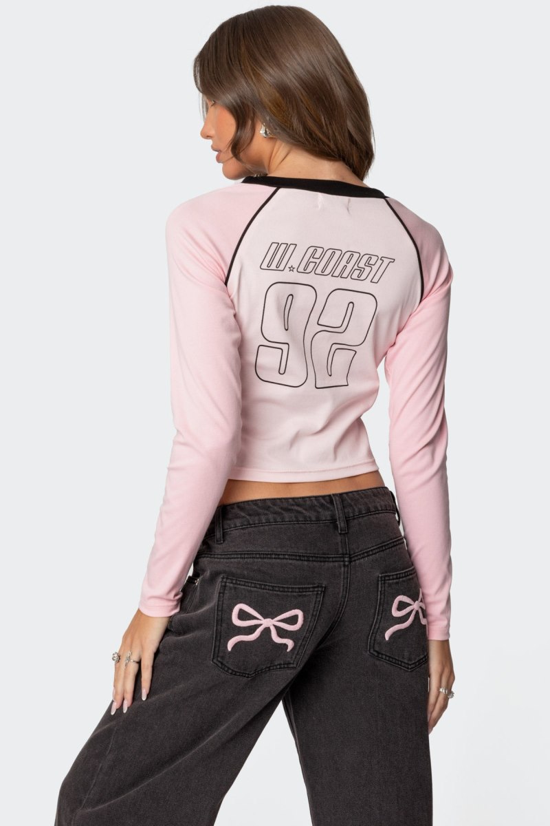 Edikted Game On Long Sleeve Tops Pink | USA IB335403T5