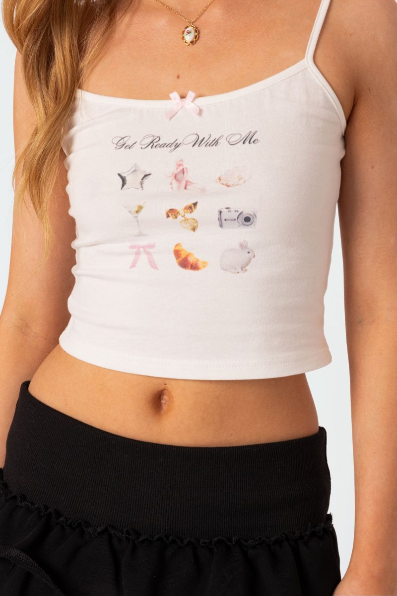Edikted Get Ready Tank Graphic Tops White | USA DZ230613A6