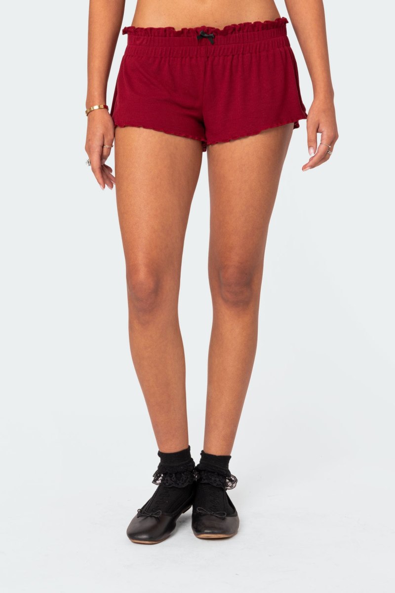 Edikted Gilmore Ribbed Shorts Burgundy | USA WY740094U3