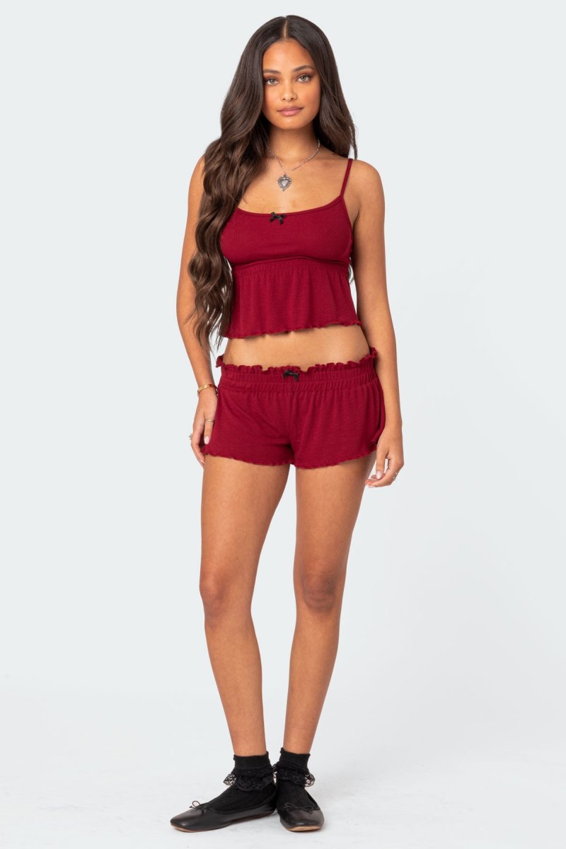 Edikted Gilmore Ribbed Tank Top Burgundy | USA KB492549G4
