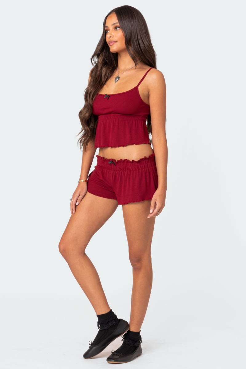 Edikted Gilmore Ribbed Tank Top Burgundy | USA KB492549G4