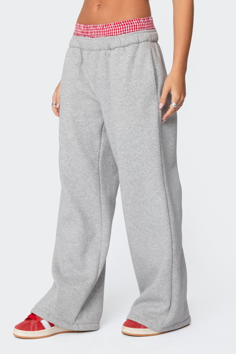 Edikted Gingham Boxer Detail Sweatpants Pants Black | USA XD844874T6