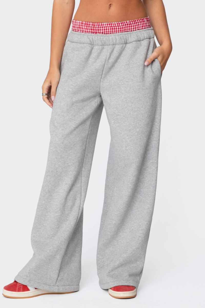 Edikted Gingham Boxer Detail Sweatpants Black | USA FX603820T4