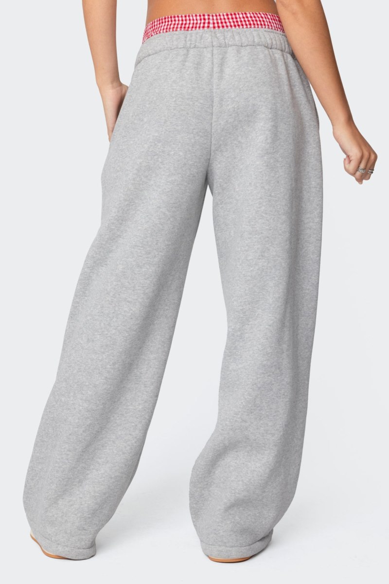 Edikted Gingham Boxer Detail Sweatpants Black | USA FX603820T4
