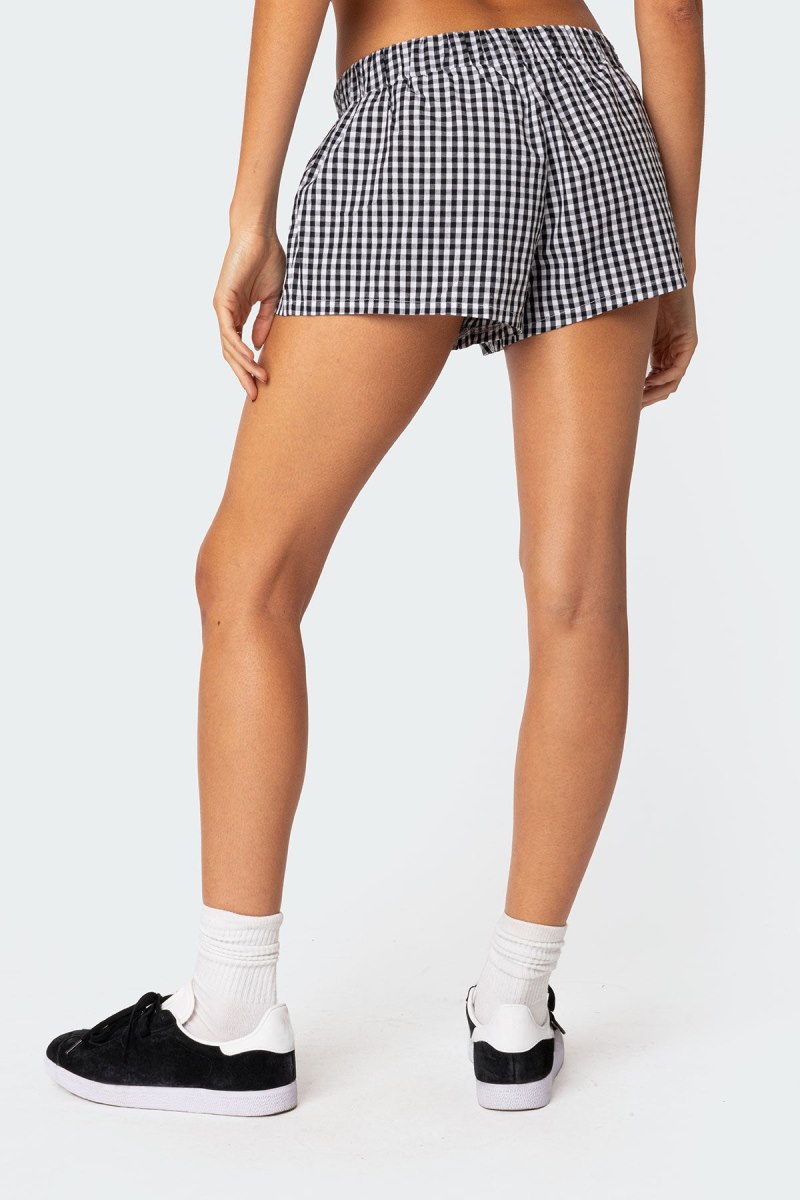 Edikted Gingham Boxer Shorts Black And White | USA TS664406N8