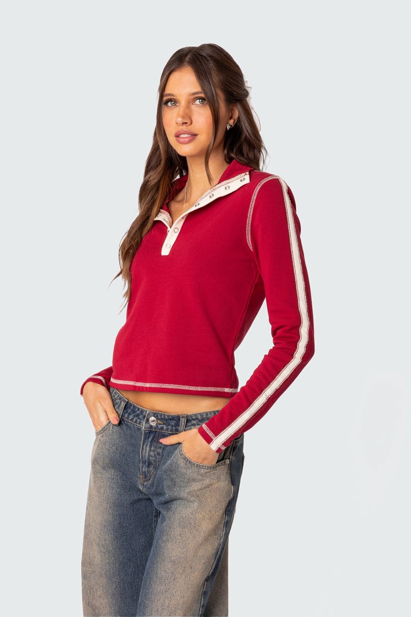 Edikted Gio Contrast Stitch Sweatshirts Black | USA RU098619J6