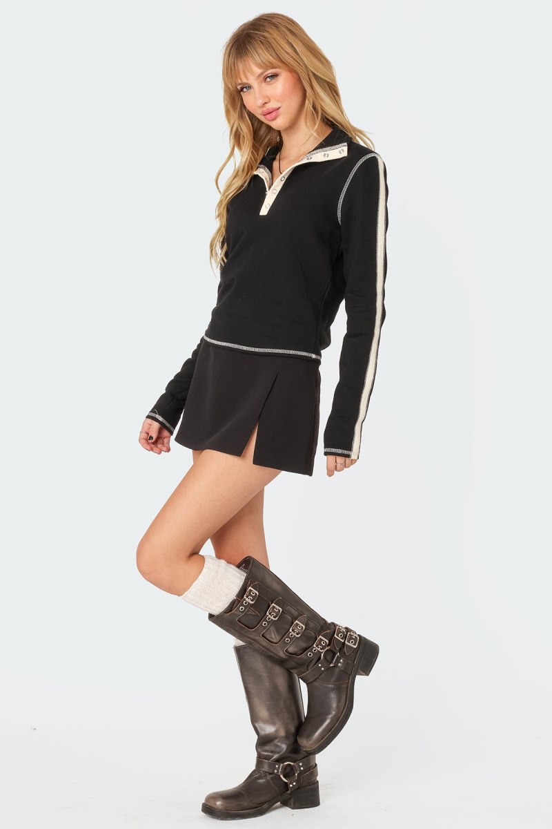 Edikted Gio Contrast Stitch Sweatshirts Black | USA WB864036K2