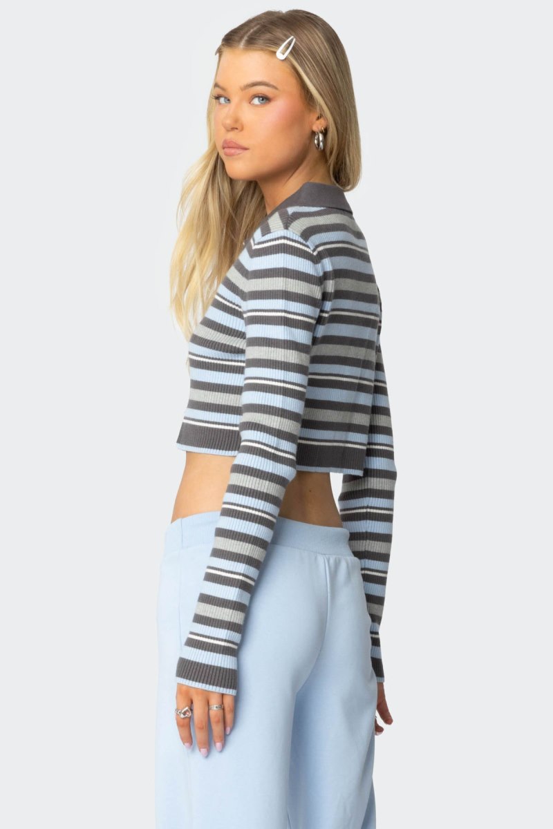 Edikted Giulia Stripey Ribbed Knit Long Sleeve Tops Mix | USA MF280268P5