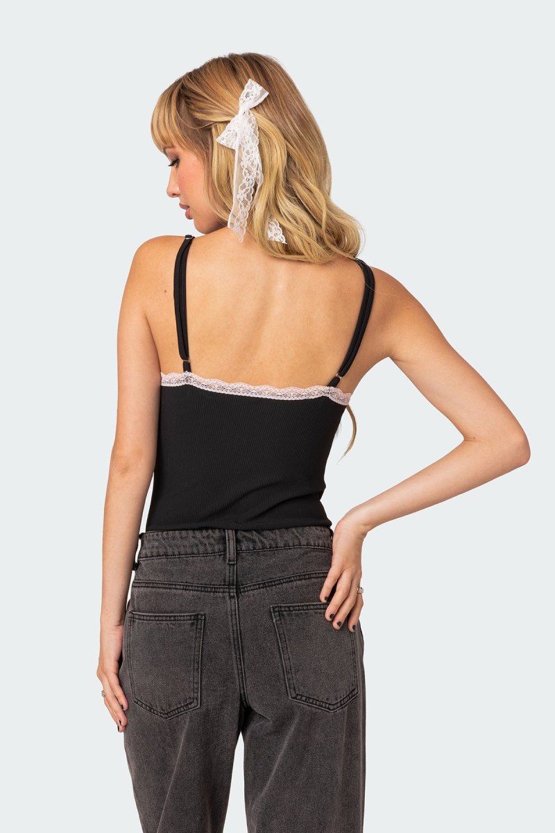 Edikted Gloria Ribbed Bodysuit Black | USA TW572857S3