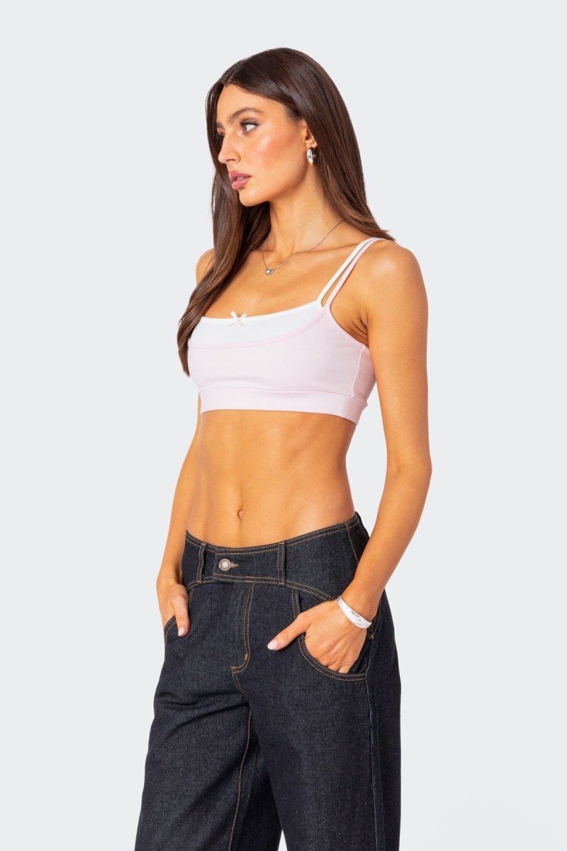 Edikted Gracie Layered Bra Crop Tops Black And White | USA VW608140R4