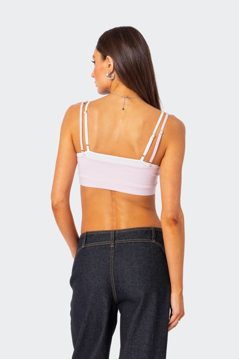 Edikted Gracie Layered Bra Crop Tops Black And White | USA VW608140R4
