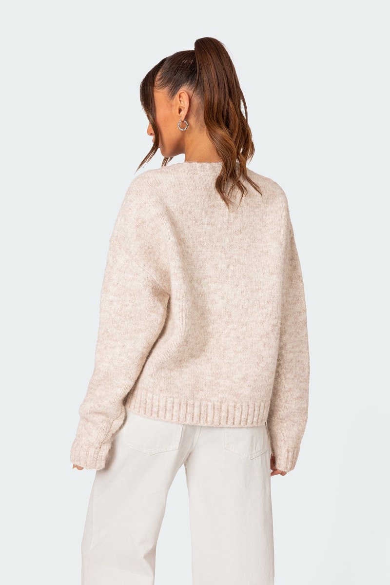 Edikted Greece Oversized Chunky Knit Sweater Stone | USA KF907860U8