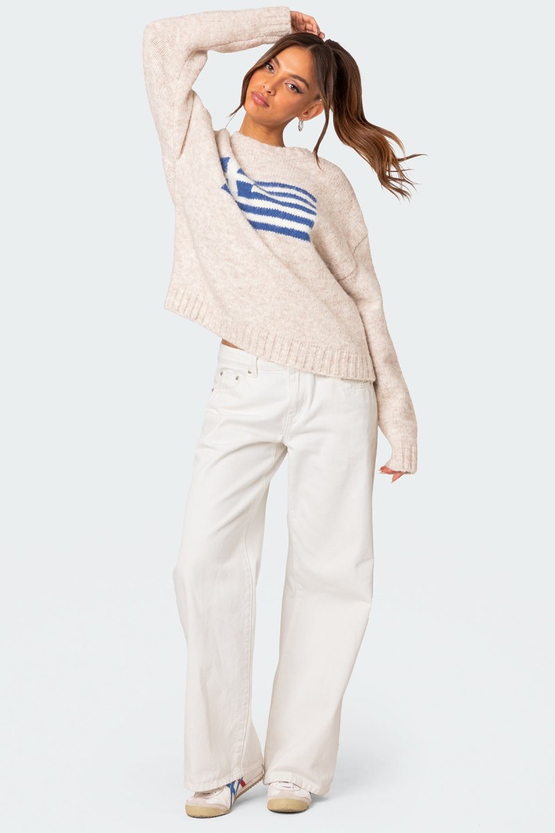 Edikted Greece Oversized Chunky Knit Sweater Stone | USA KF907860U8