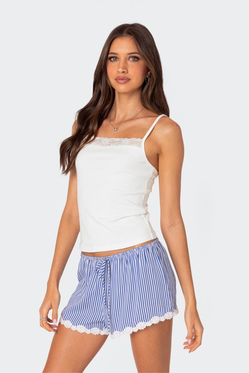 Edikted Gretchen Lace Trim Tank Top White | USA GI943004G2