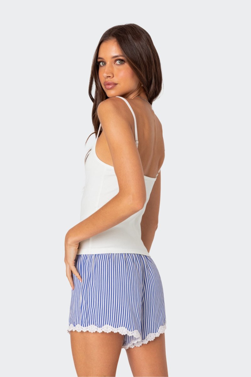 Edikted Gretchen Lace Trim Tank Top White | USA GI943004G2