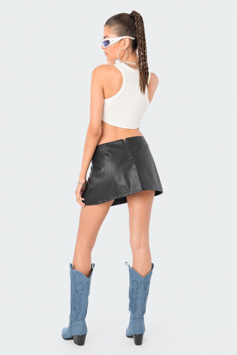Edikted Gwyneth Faux Leather Mini Skirts Black | USA FK051675Z4