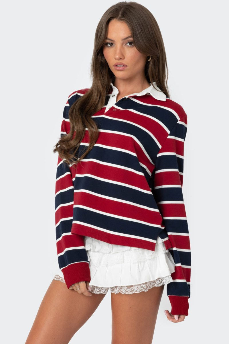 Edikted Hanna Striped Collared Shirt Sweatshirts Mix | USA XW503670K5