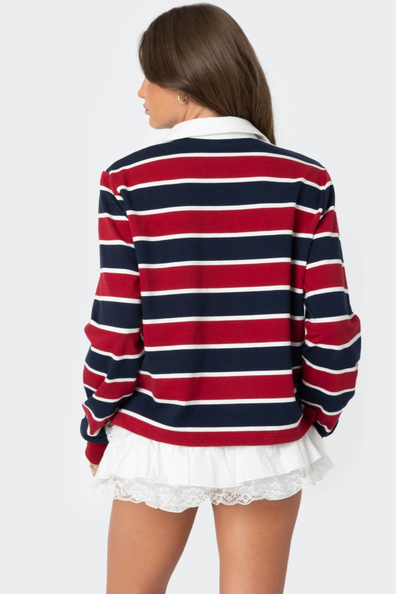 Edikted Hanna Striped Collared Shirt Sweatshirts Mix | USA XW503670K5