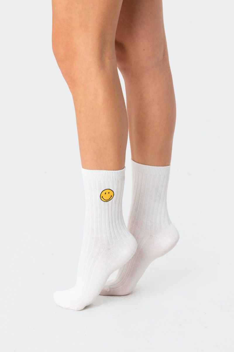 Edikted Happy Go Lucky Socks White | USA FL012141O2