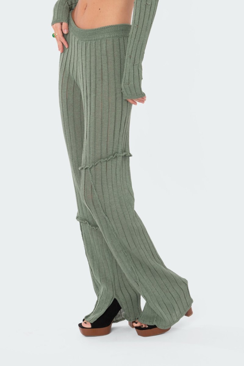 Edikted Harley Knitted Pants Olive | USA SR036313V8