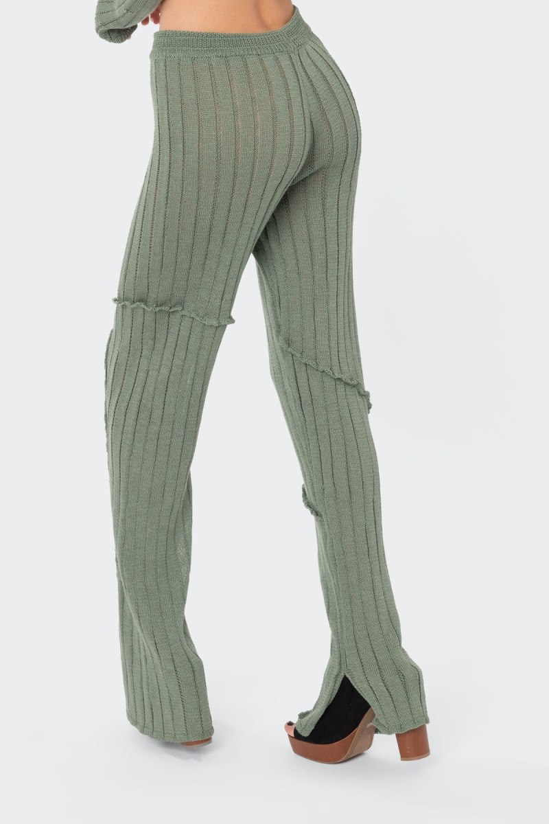 Edikted Harley Knitted Pants Olive | USA SR036313V8