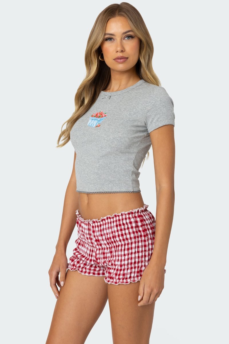 Edikted Harvest T Shirt Graphic Tops Gray Melange | USA KW192639U8