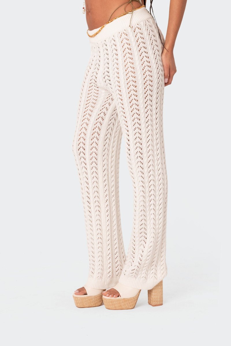 Edikted Hazel Crochet Pants White | USA VG765176N9