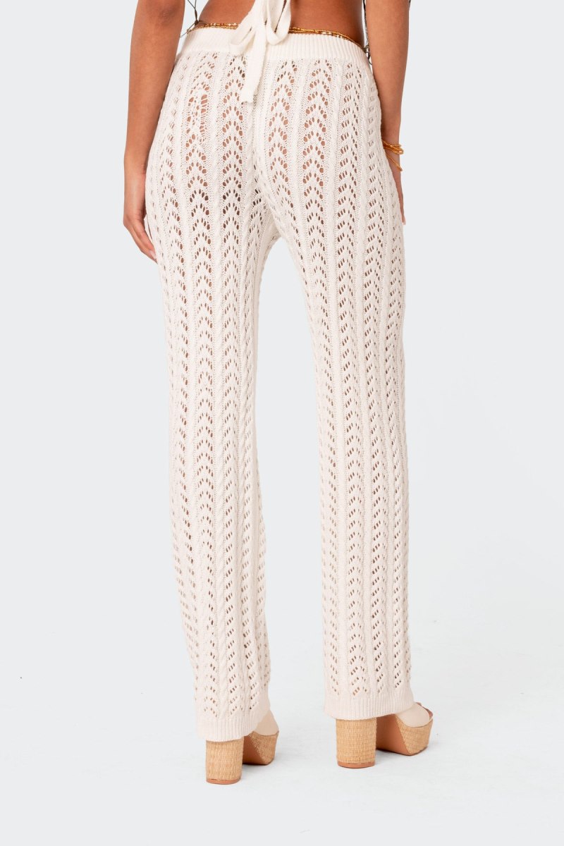 Edikted Hazel Crochet Pants White | USA VG765176N9