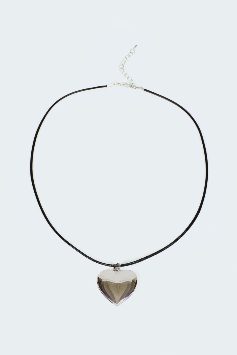 Edikted Heart Locket Cord Necklaces Silver | USA JU988128P9