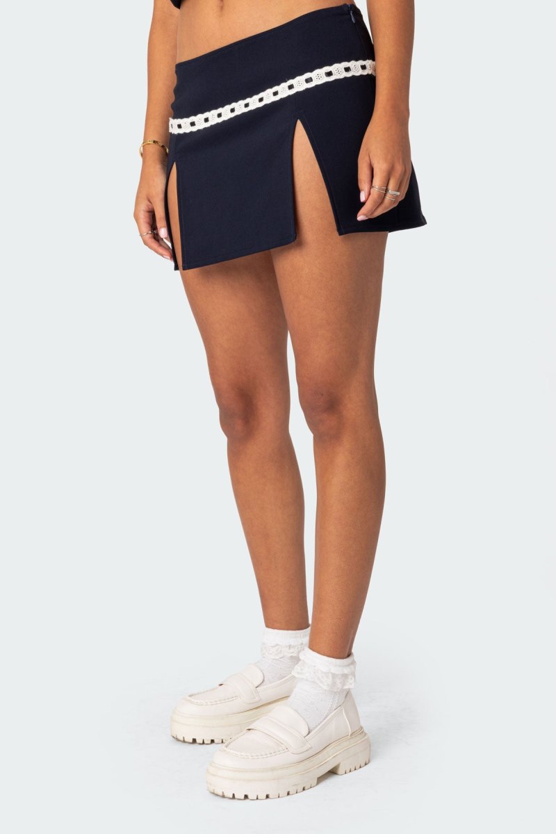 Edikted Heiress Eyelet Mini Skirts Navy | USA LP315611Z6