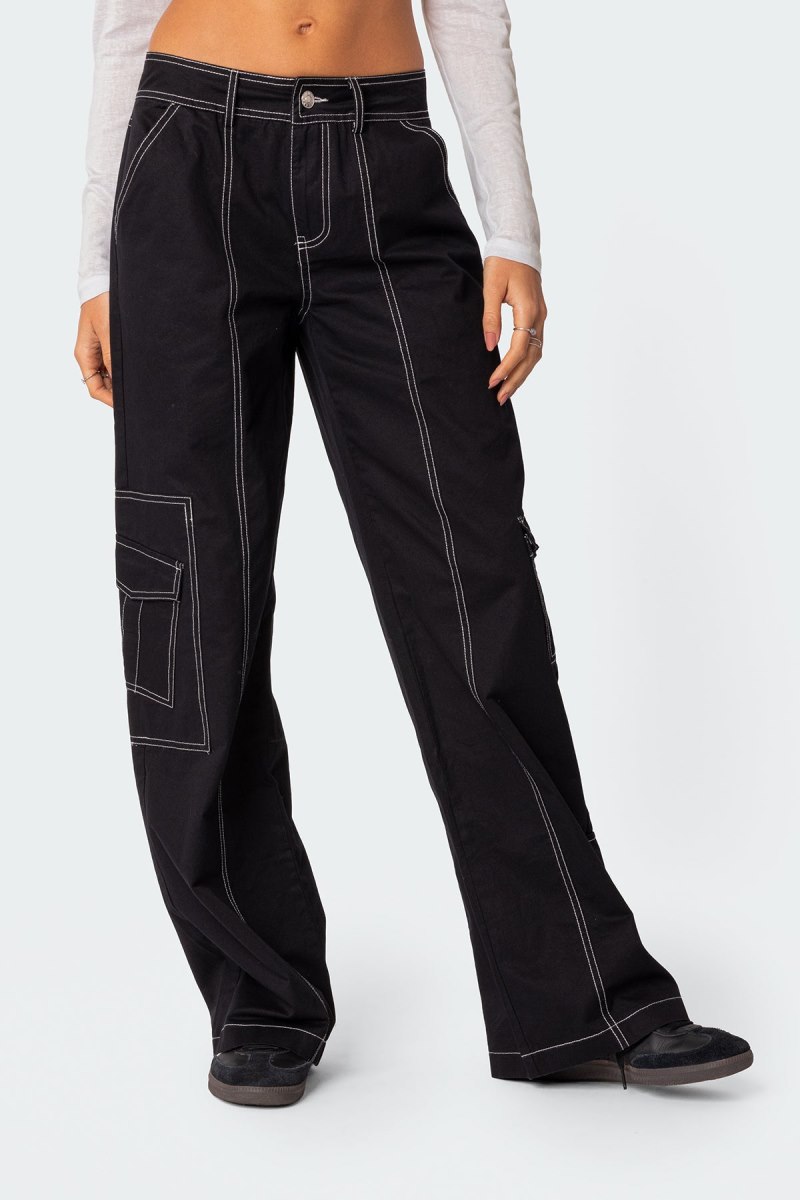 Edikted Helen Low Waist Cargo Pants Black | USA YP299419R2