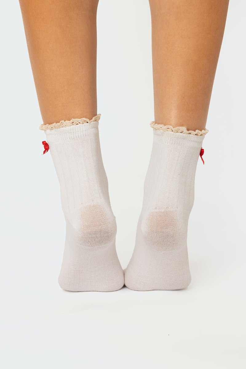 Edikted Holiday Ribbed Socks White | USA XS579947O4